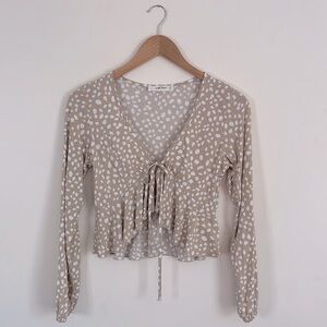 Wild Love Front Tie Spotted Crop Top